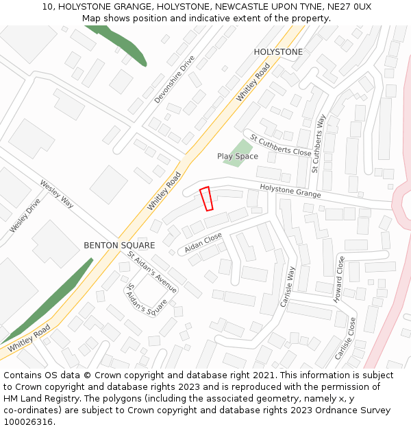 10, HOLYSTONE GRANGE, HOLYSTONE, NEWCASTLE UPON TYNE, NE27 0UX: Location map and indicative extent of plot