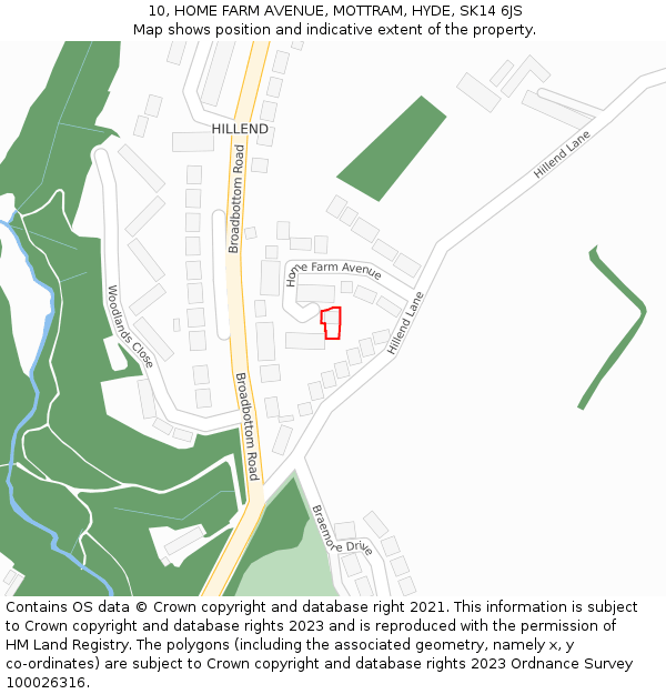 10, HOME FARM AVENUE, MOTTRAM, HYDE, SK14 6JS: Location map and indicative extent of plot