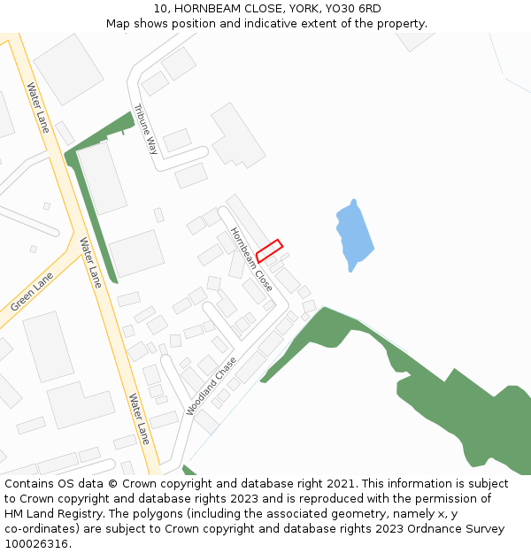 10, HORNBEAM CLOSE, YORK, YO30 6RD: Location map and indicative extent of plot