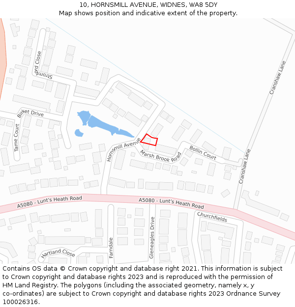 10, HORNSMILL AVENUE, WIDNES, WA8 5DY: Location map and indicative extent of plot