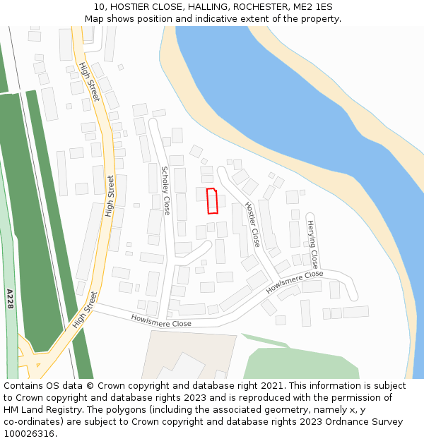 10, HOSTIER CLOSE, HALLING, ROCHESTER, ME2 1ES: Location map and indicative extent of plot