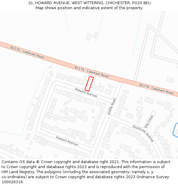 10, HOWARD AVENUE, WEST WITTERING, CHICHESTER, PO20 8EU: Location map and indicative extent of plot