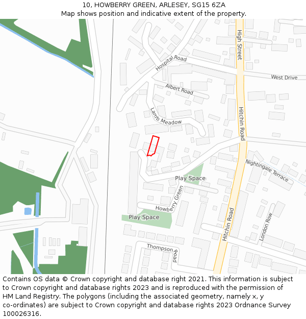 10, HOWBERRY GREEN, ARLESEY, SG15 6ZA: Location map and indicative extent of plot