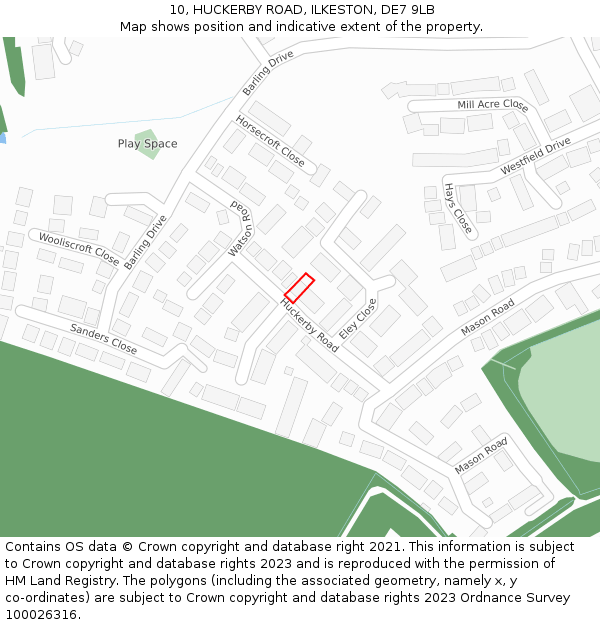 10, HUCKERBY ROAD, ILKESTON, DE7 9LB: Location map and indicative extent of plot