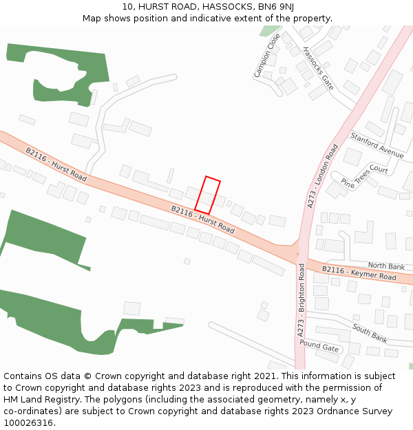 10, HURST ROAD, HASSOCKS, BN6 9NJ: Location map and indicative extent of plot