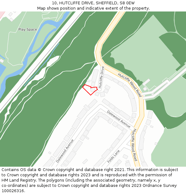 10, HUTCLIFFE DRIVE, SHEFFIELD, S8 0EW: Location map and indicative extent of plot