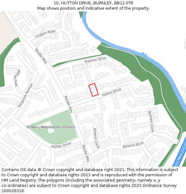 10, HUTTON DRIVE, BURNLEY, BB12 0TR: Location map and indicative extent of plot