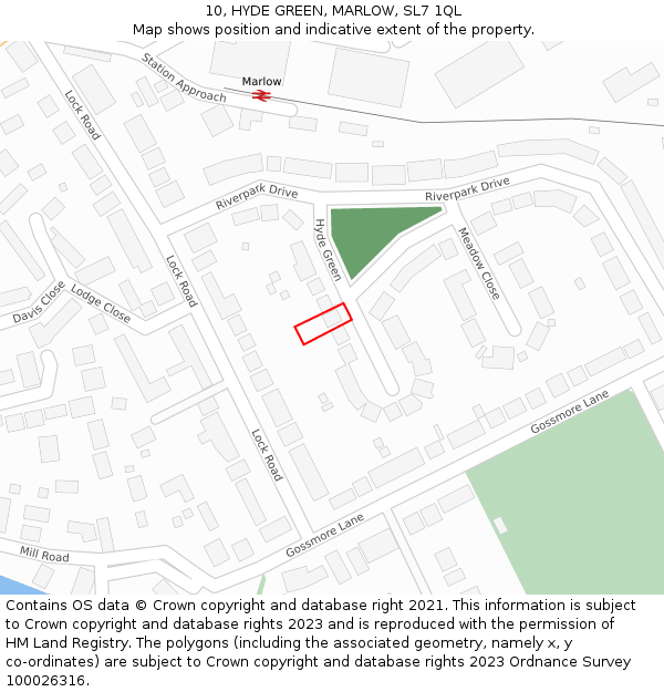 10, HYDE GREEN, MARLOW, SL7 1QL: Location map and indicative extent of plot