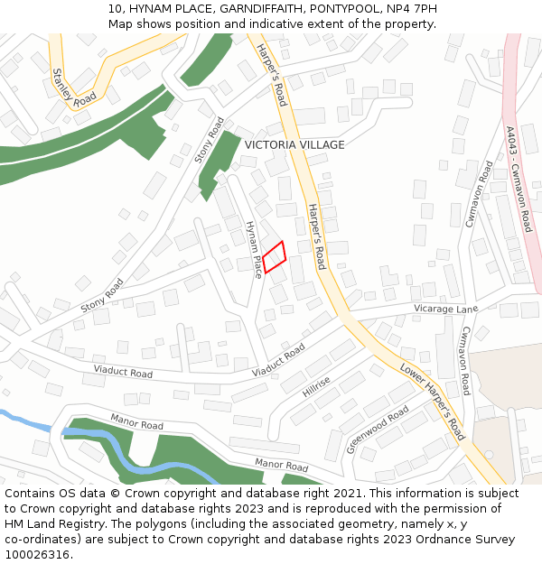 10, HYNAM PLACE, GARNDIFFAITH, PONTYPOOL, NP4 7PH: Location map and indicative extent of plot