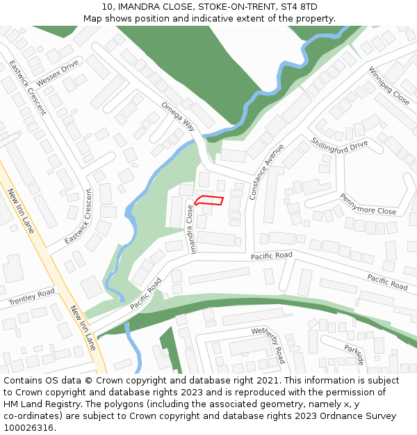 10, IMANDRA CLOSE, STOKE-ON-TRENT, ST4 8TD: Location map and indicative extent of plot