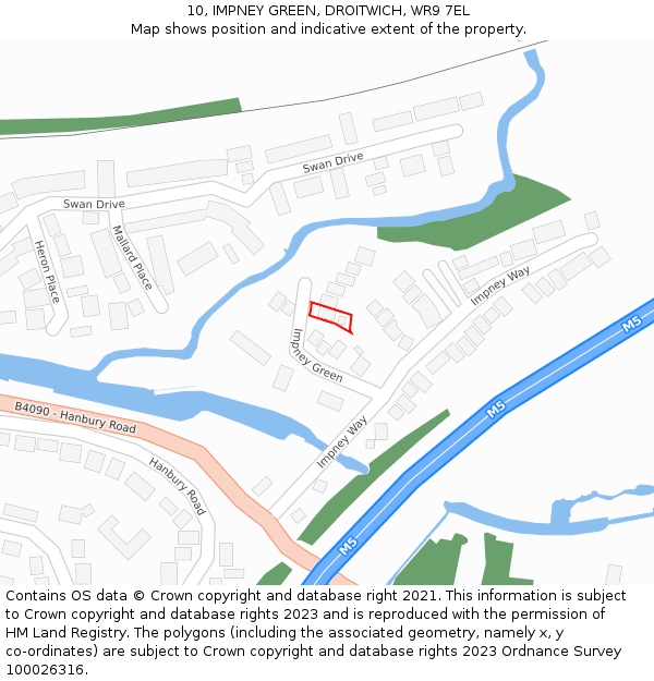 10, IMPNEY GREEN, DROITWICH, WR9 7EL: Location map and indicative extent of plot