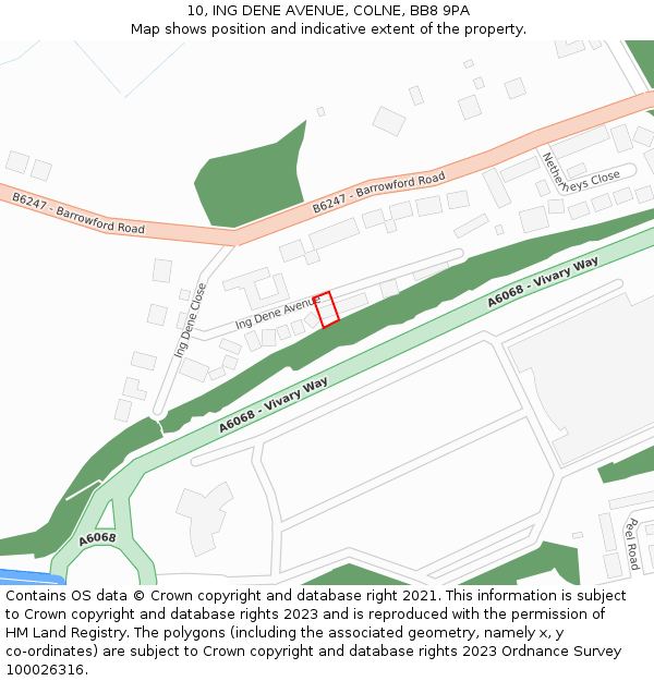 10, ING DENE AVENUE, COLNE, BB8 9PA: Location map and indicative extent of plot