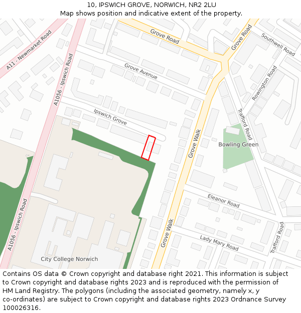 10, IPSWICH GROVE, NORWICH, NR2 2LU: Location map and indicative extent of plot