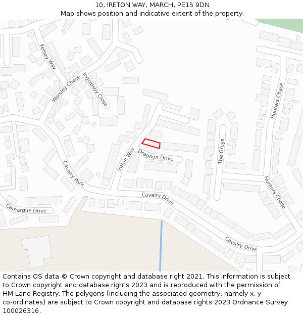 10, IRETON WAY, MARCH, PE15 9DN: Location map and indicative extent of plot