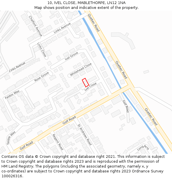 10, IVEL CLOSE, MABLETHORPE, LN12 1NA: Location map and indicative extent of plot