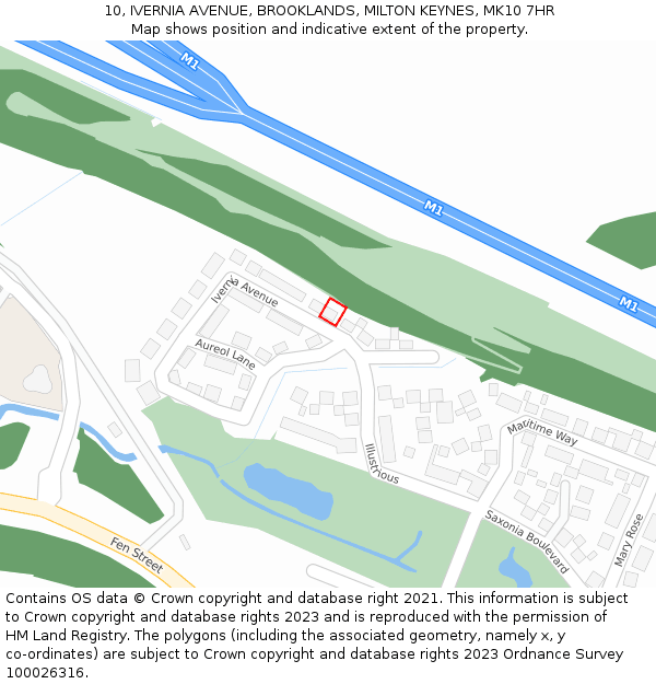 10, IVERNIA AVENUE, BROOKLANDS, MILTON KEYNES, MK10 7HR: Location map and indicative extent of plot