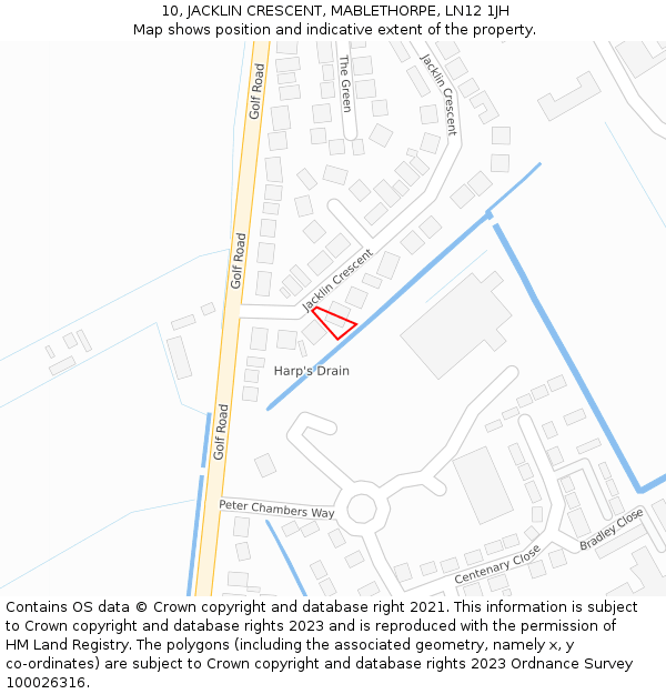 10, JACKLIN CRESCENT, MABLETHORPE, LN12 1JH: Location map and indicative extent of plot