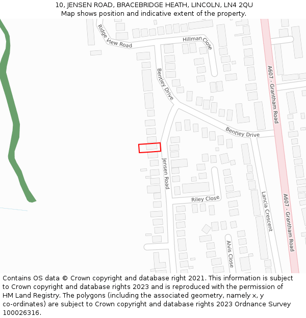 10, JENSEN ROAD, BRACEBRIDGE HEATH, LINCOLN, LN4 2QU: Location map and indicative extent of plot