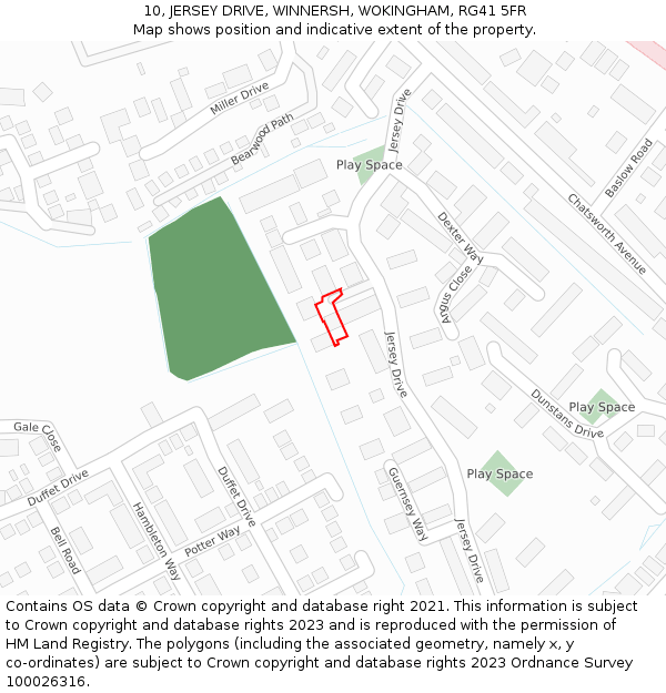 10, JERSEY DRIVE, WINNERSH, WOKINGHAM, RG41 5FR: Location map and indicative extent of plot