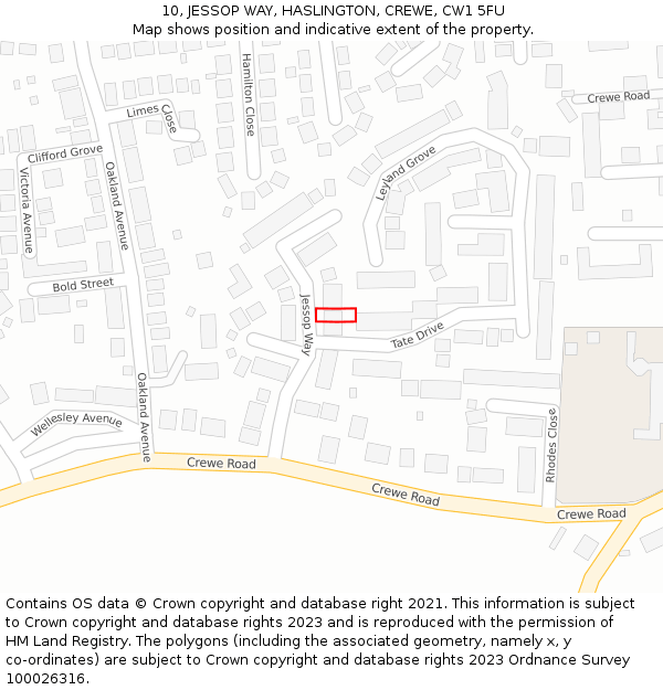 10, JESSOP WAY, HASLINGTON, CREWE, CW1 5FU: Location map and indicative extent of plot