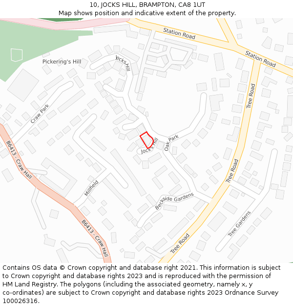 10, JOCKS HILL, BRAMPTON, CA8 1UT: Location map and indicative extent of plot