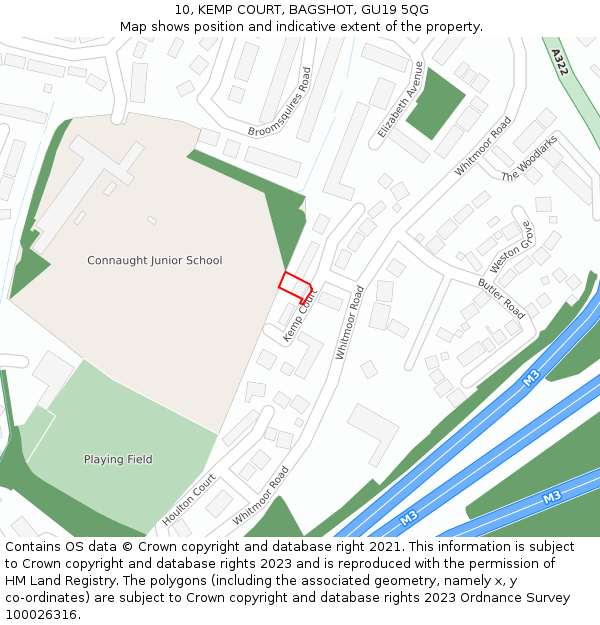 10, KEMP COURT, BAGSHOT, GU19 5QG: Location map and indicative extent of plot