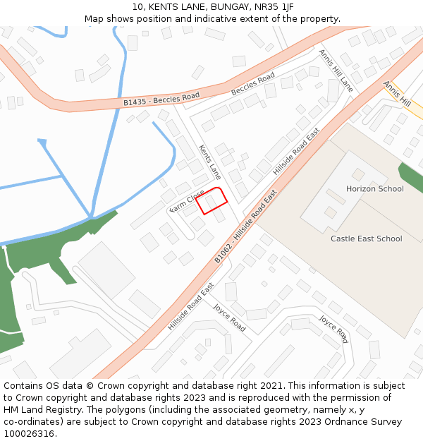 10, KENTS LANE, BUNGAY, NR35 1JF: Location map and indicative extent of plot