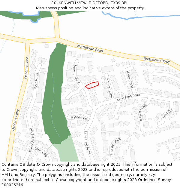 10, KENWITH VIEW, BIDEFORD, EX39 3RH: Location map and indicative extent of plot