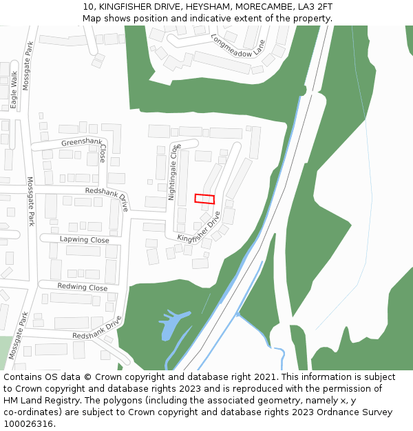 10, KINGFISHER DRIVE, HEYSHAM, MORECAMBE, LA3 2FT: Location map and indicative extent of plot
