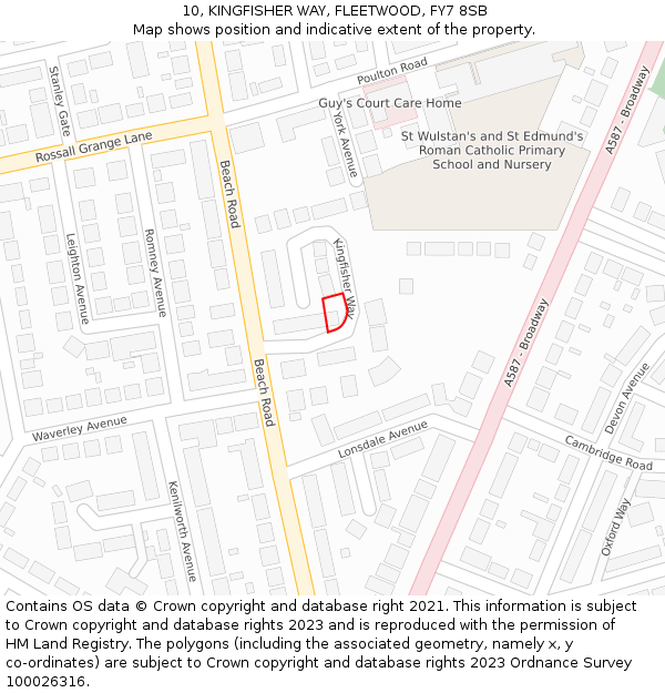 10, KINGFISHER WAY, FLEETWOOD, FY7 8SB: Location map and indicative extent of plot