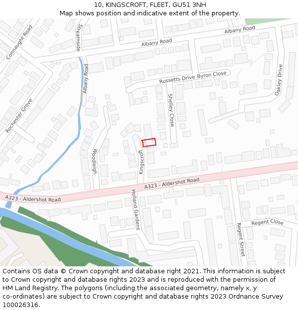 10, KINGSCROFT, FLEET, GU51 3NH: Location map and indicative extent of plot