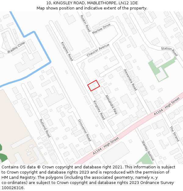 10, KINGSLEY ROAD, MABLETHORPE, LN12 1DE: Location map and indicative extent of plot