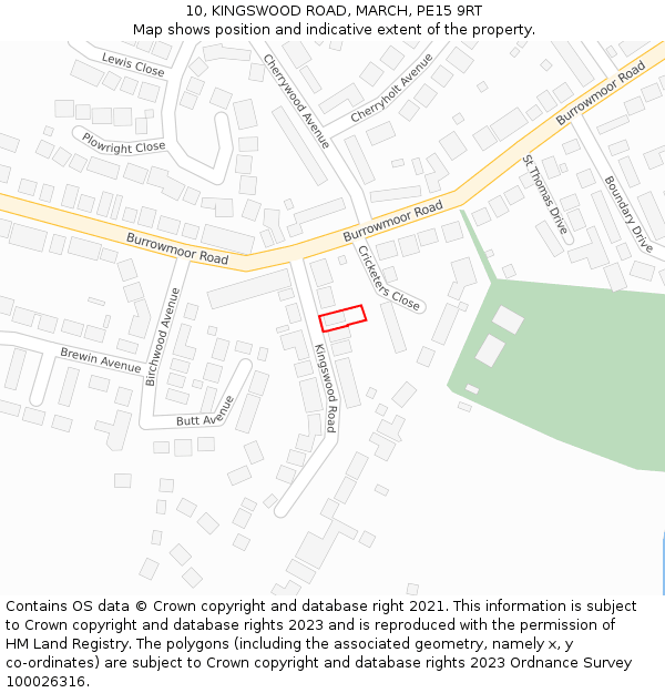 10, KINGSWOOD ROAD, MARCH, PE15 9RT: Location map and indicative extent of plot