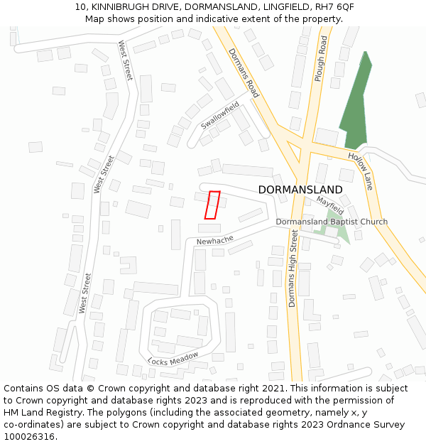 10, KINNIBRUGH DRIVE, DORMANSLAND, LINGFIELD, RH7 6QF: Location map and indicative extent of plot