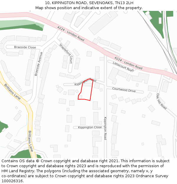 10, KIPPINGTON ROAD, SEVENOAKS, TN13 2LH: Location map and indicative extent of plot