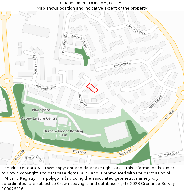 10, KIRA DRIVE, DURHAM, DH1 5GU: Location map and indicative extent of plot