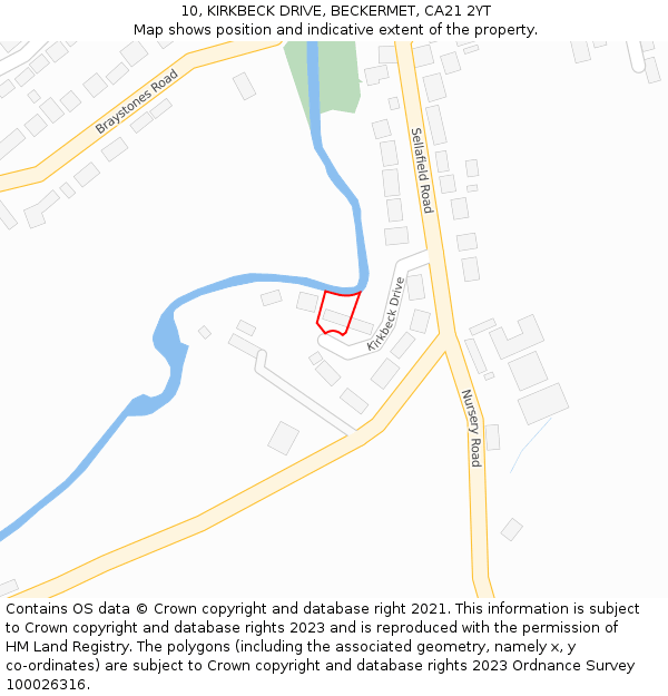 10, KIRKBECK DRIVE, BECKERMET, CA21 2YT: Location map and indicative extent of plot