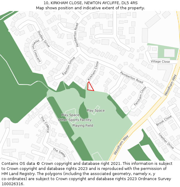 10, KIRKHAM CLOSE, NEWTON AYCLIFFE, DL5 4RS: Location map and indicative extent of plot