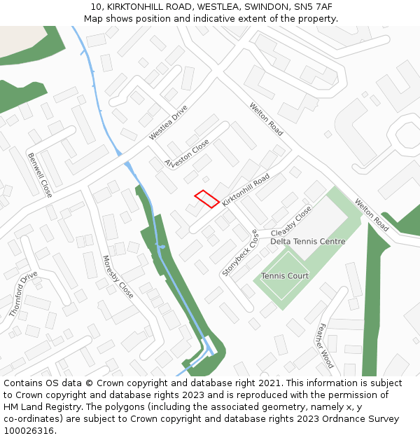 10, KIRKTONHILL ROAD, WESTLEA, SWINDON, SN5 7AF: Location map and indicative extent of plot