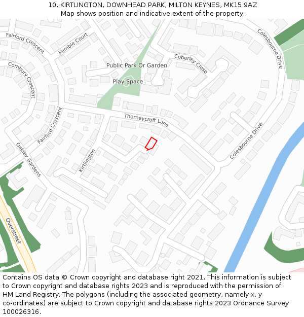 10, KIRTLINGTON, DOWNHEAD PARK, MILTON KEYNES, MK15 9AZ: Location map and indicative extent of plot