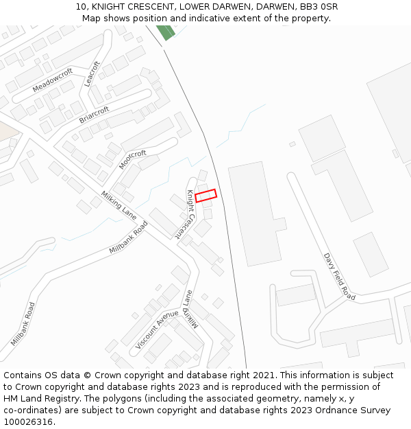 10, KNIGHT CRESCENT, LOWER DARWEN, DARWEN, BB3 0SR: Location map and indicative extent of plot