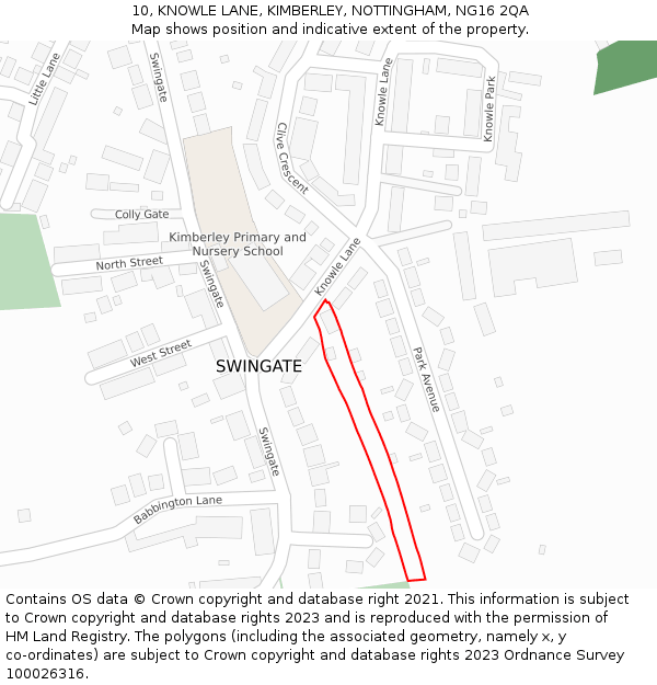 10, KNOWLE LANE, KIMBERLEY, NOTTINGHAM, NG16 2QA: Location map and indicative extent of plot