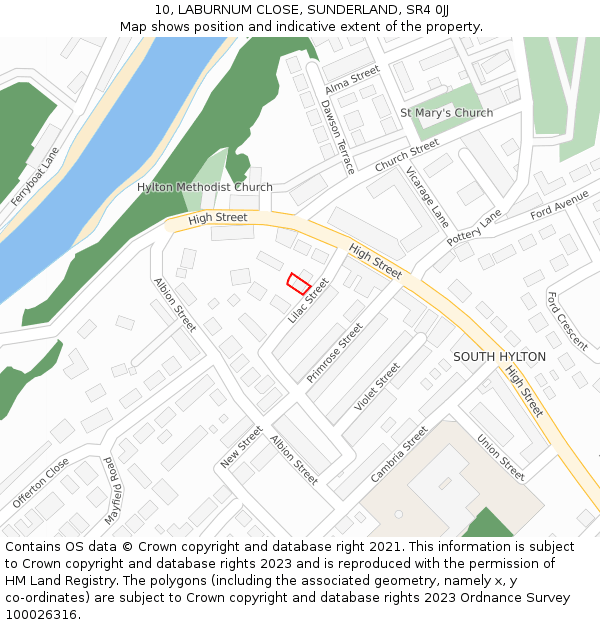 10, LABURNUM CLOSE, SUNDERLAND, SR4 0JJ: Location map and indicative extent of plot