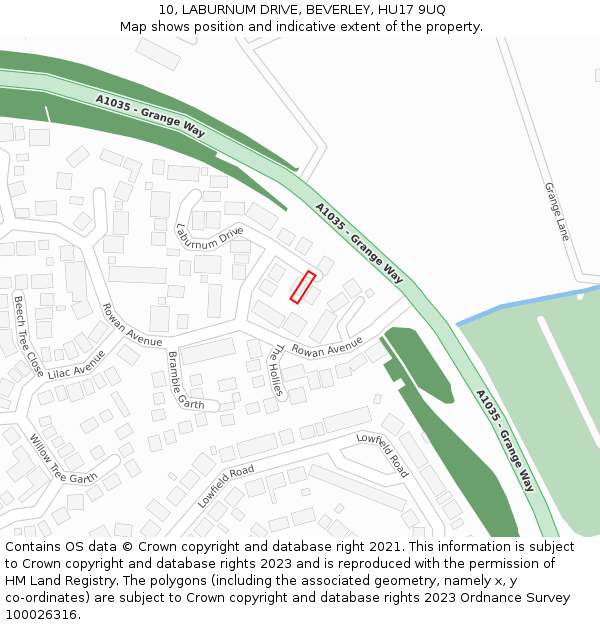 10, LABURNUM DRIVE, BEVERLEY, HU17 9UQ: Location map and indicative extent of plot