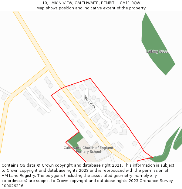 10, LAIKIN VIEW, CALTHWAITE, PENRITH, CA11 9QW: Location map and indicative extent of plot