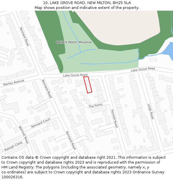 10, LAKE GROVE ROAD, NEW MILTON, BH25 5LA: Location map and indicative extent of plot