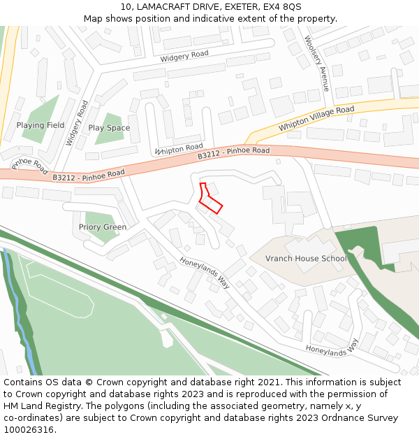 10, LAMACRAFT DRIVE, EXETER, EX4 8QS: Location map and indicative extent of plot