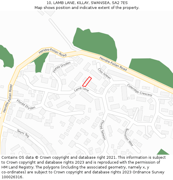 10, LAMB LANE, KILLAY, SWANSEA, SA2 7ES: Location map and indicative extent of plot