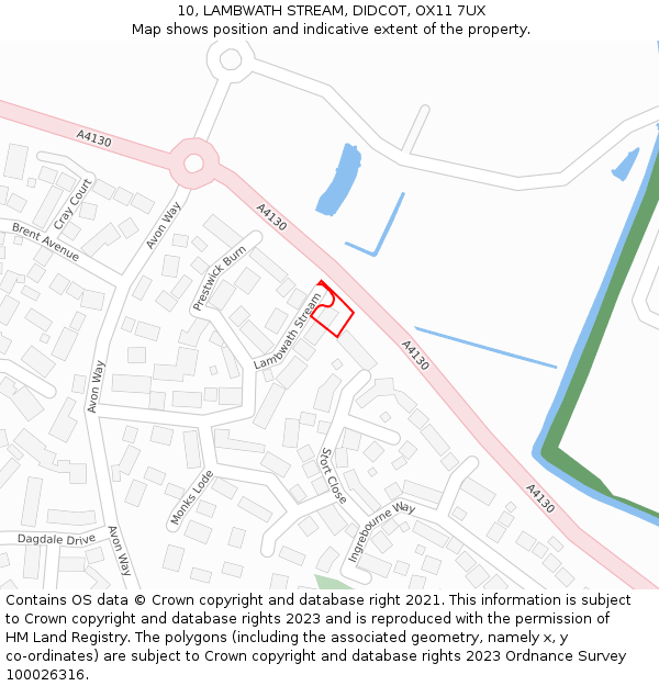 10, LAMBWATH STREAM, DIDCOT, OX11 7UX: Location map and indicative extent of plot