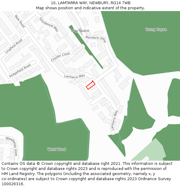 10, LAMTARRA WAY, NEWBURY, RG14 7WB: Location map and indicative extent of plot